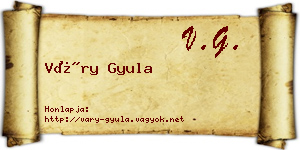 Váry Gyula névjegykártya